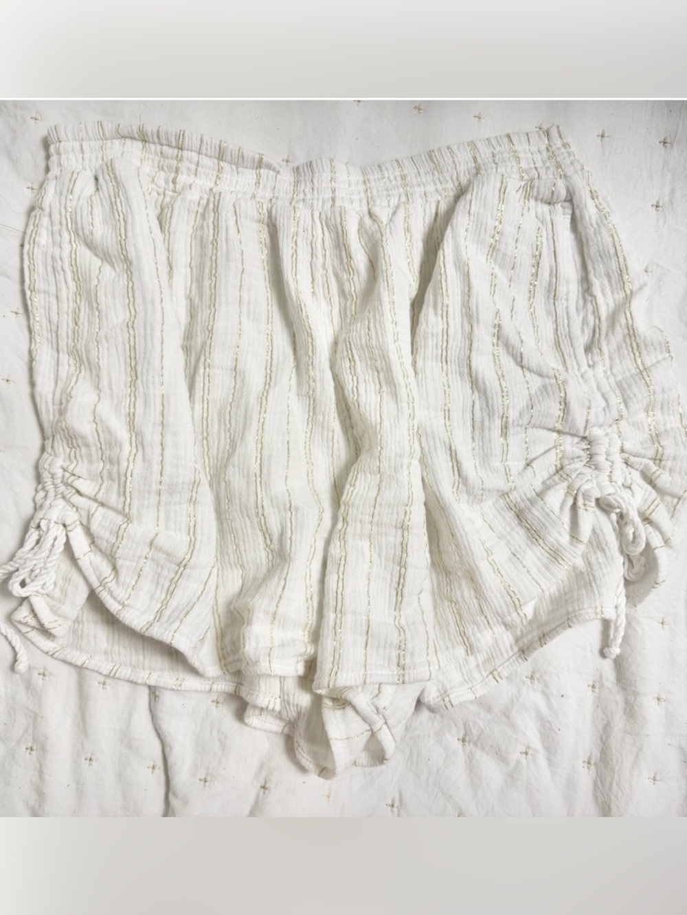 aerie White Shorts with Gold Stripes - High Waist